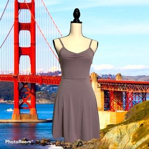 F21 Spaghetti Strap Knit Walnut Ruche Bodice Dress